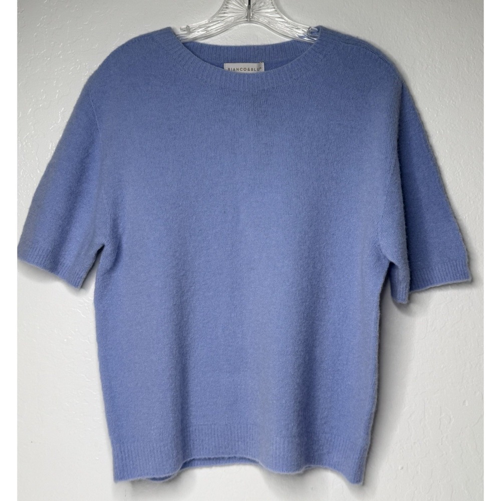 Bianco & Blu Top Women XL Alpaca Wool Blend Blue Chic Preppy Business Italy New